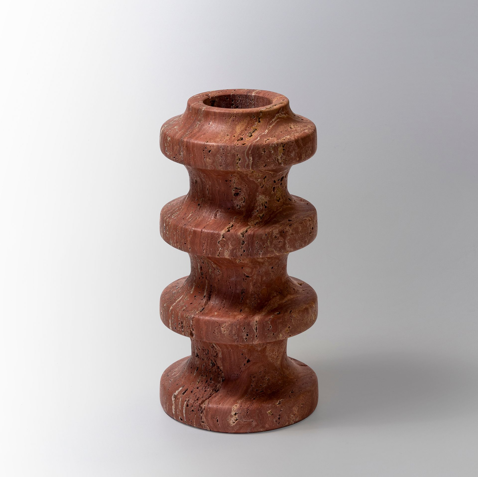 Spira Vase Red Travertine