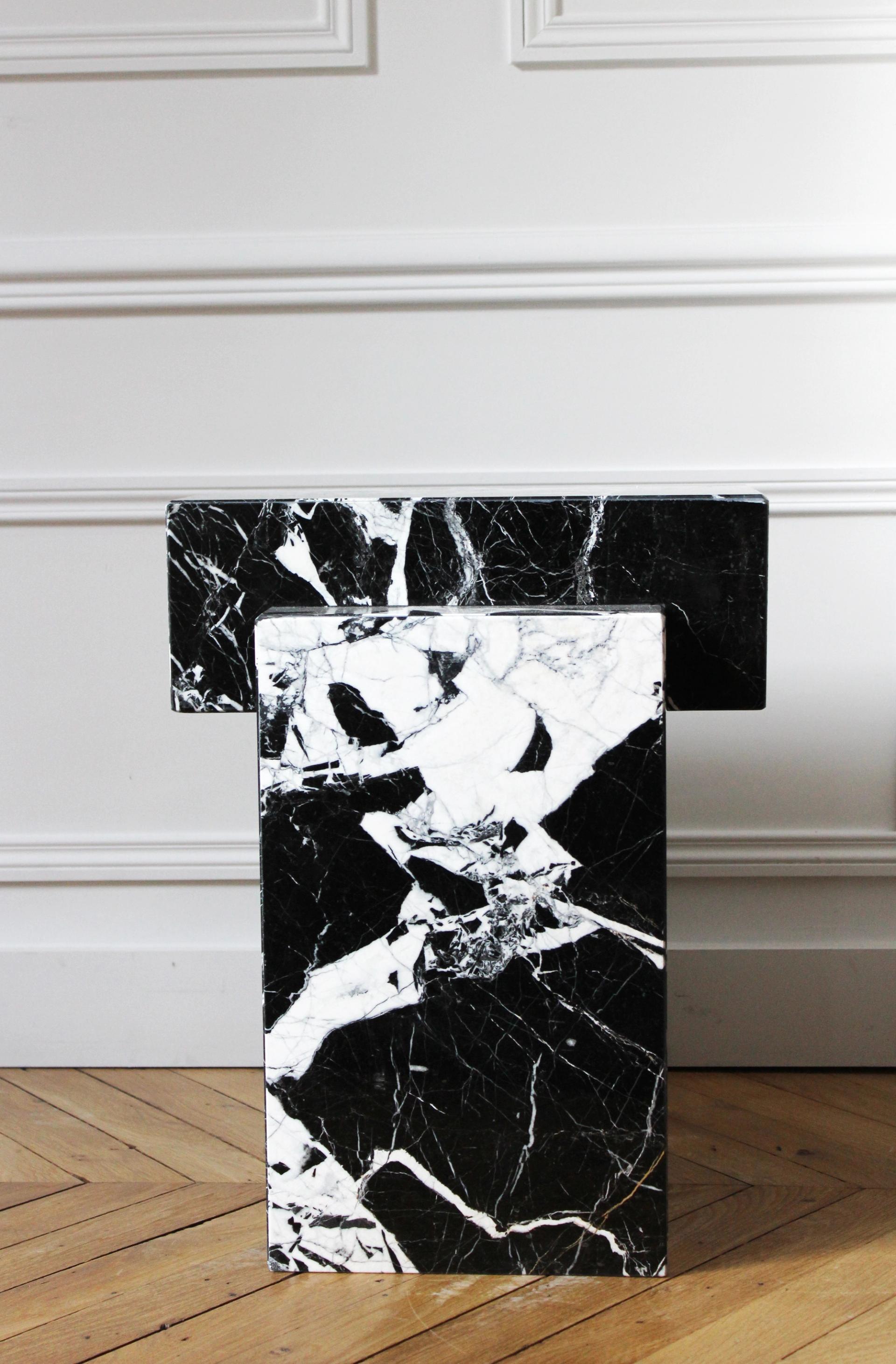 Gaia Black Marble Side Table