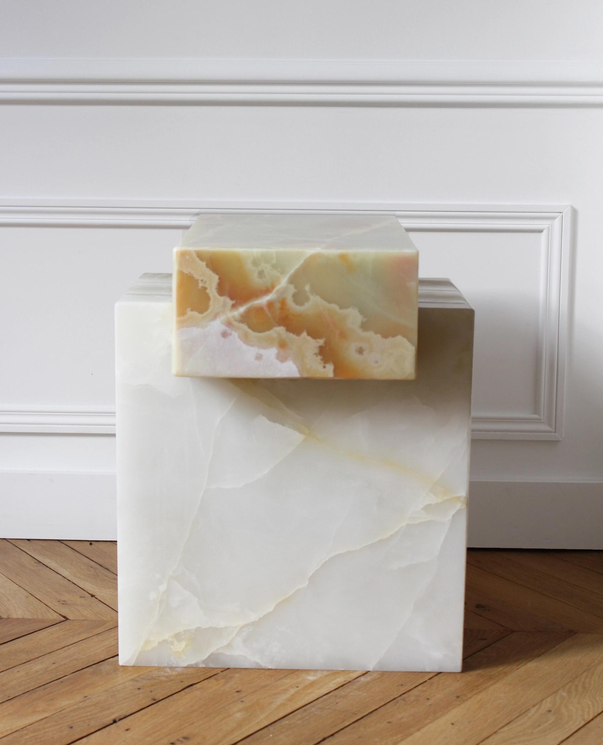 Gaia White and Green Onyx Side Table