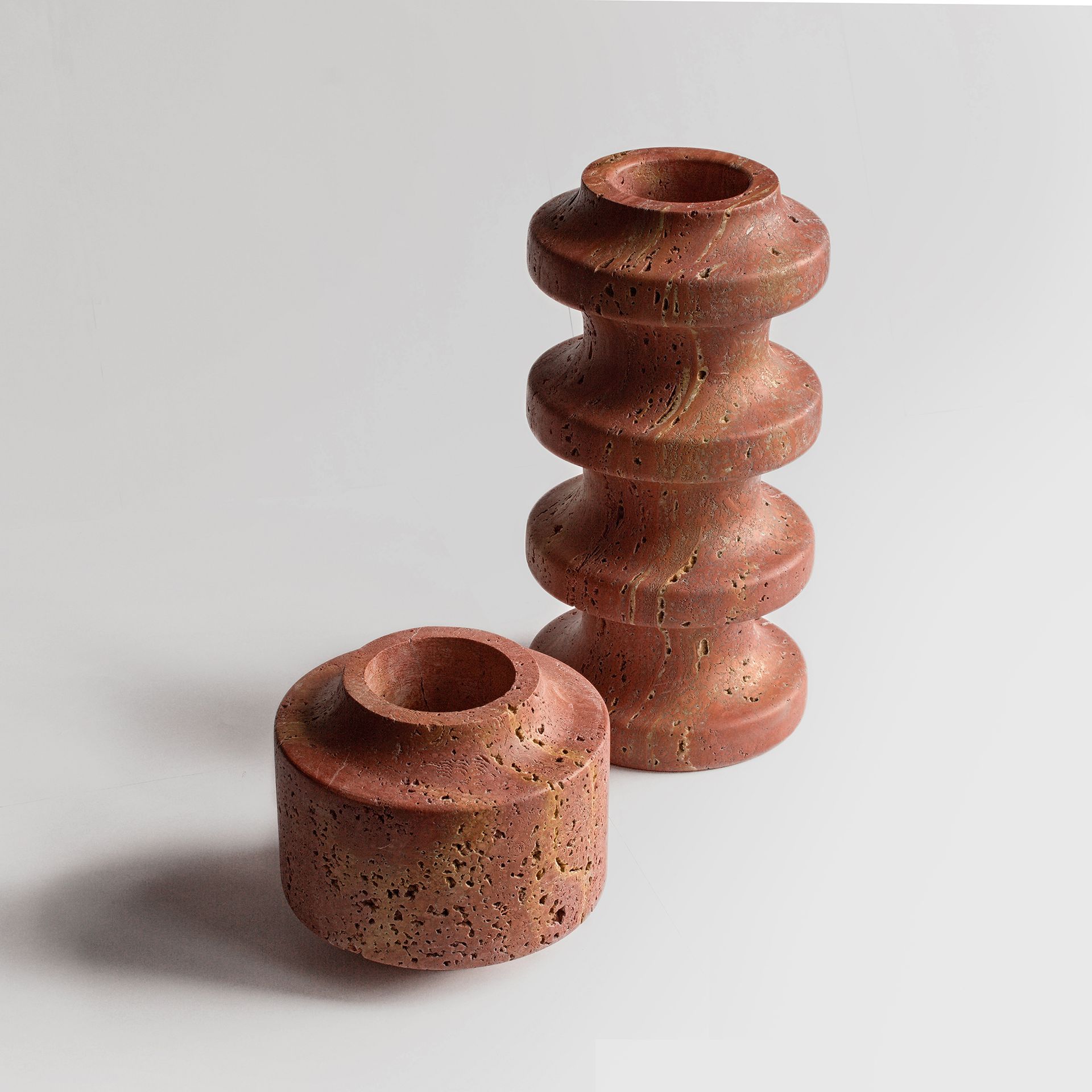 Spira Pot Red Travertine