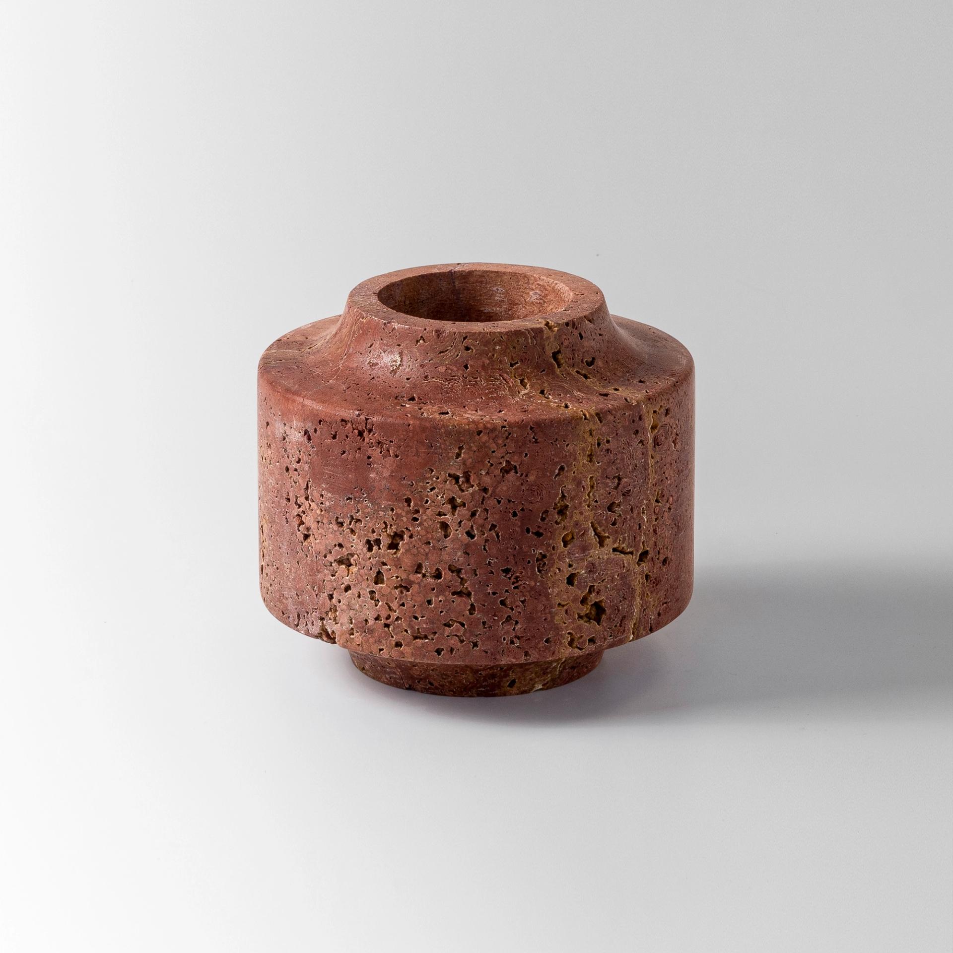 Spira Pot Red Travertine