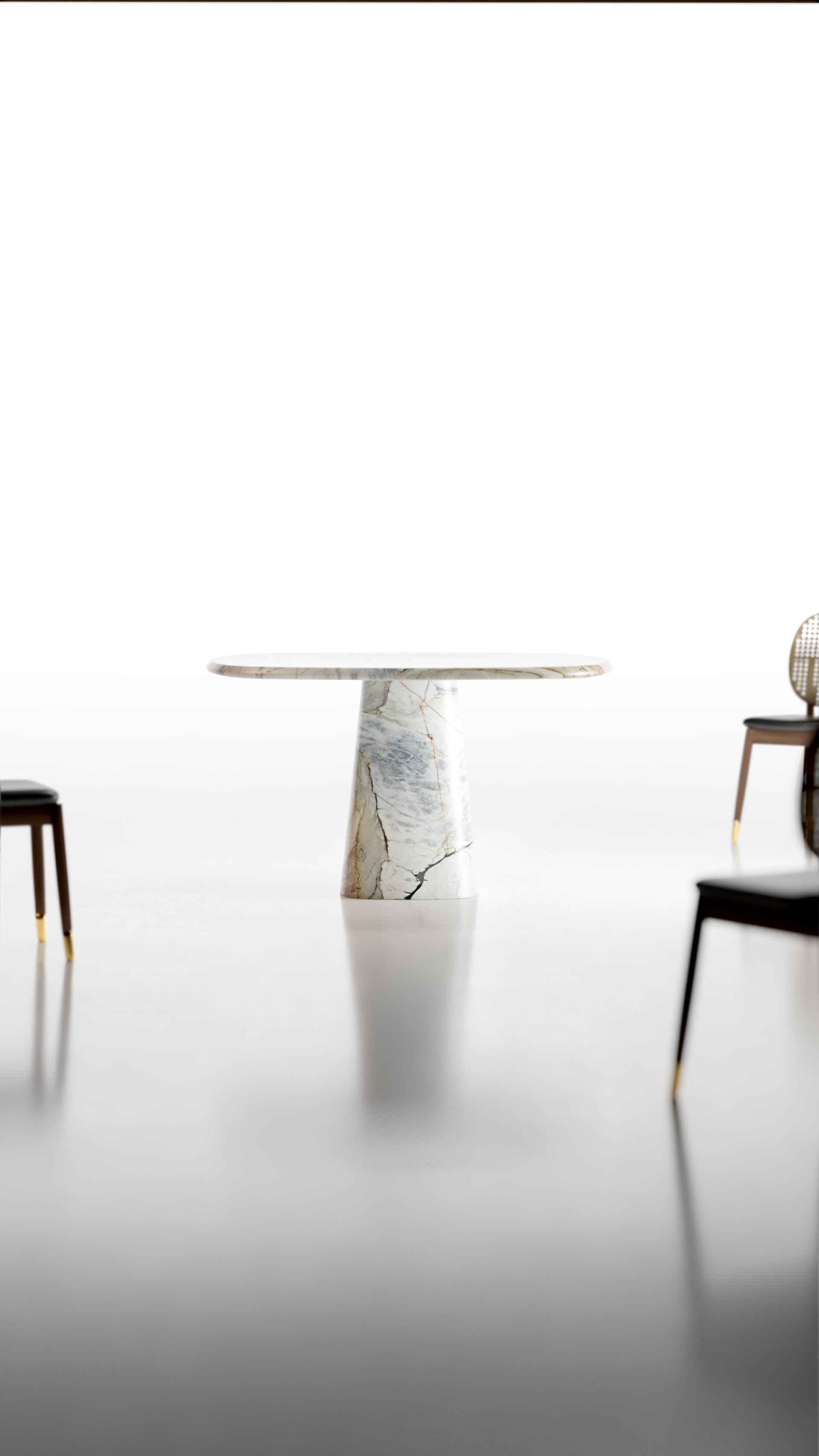 Calacatta Macchia Vecchia Wedge Dining Table