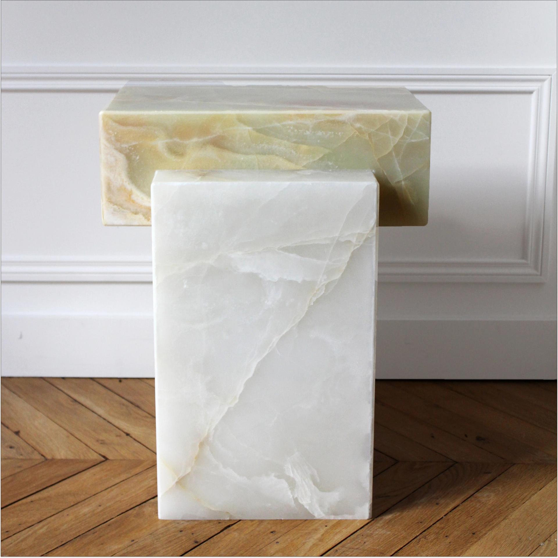 Gaia White and Green Onyx Side Table