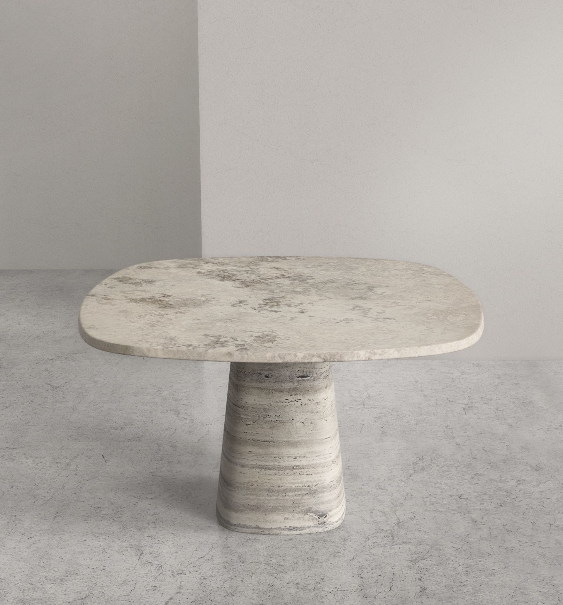 Travertino Silver Wedge Dining Table