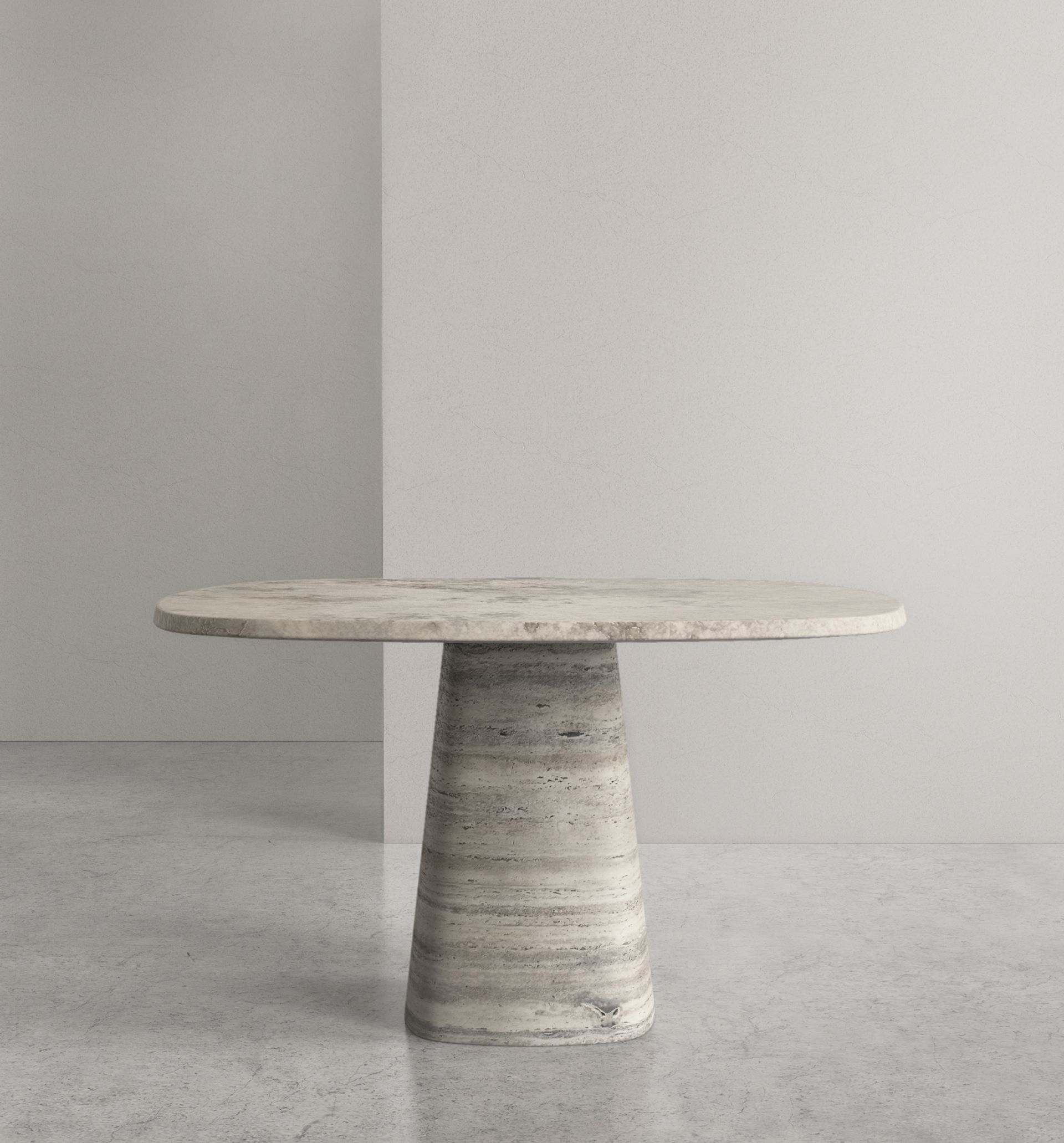 Travertino Silver Wedge Dining Table