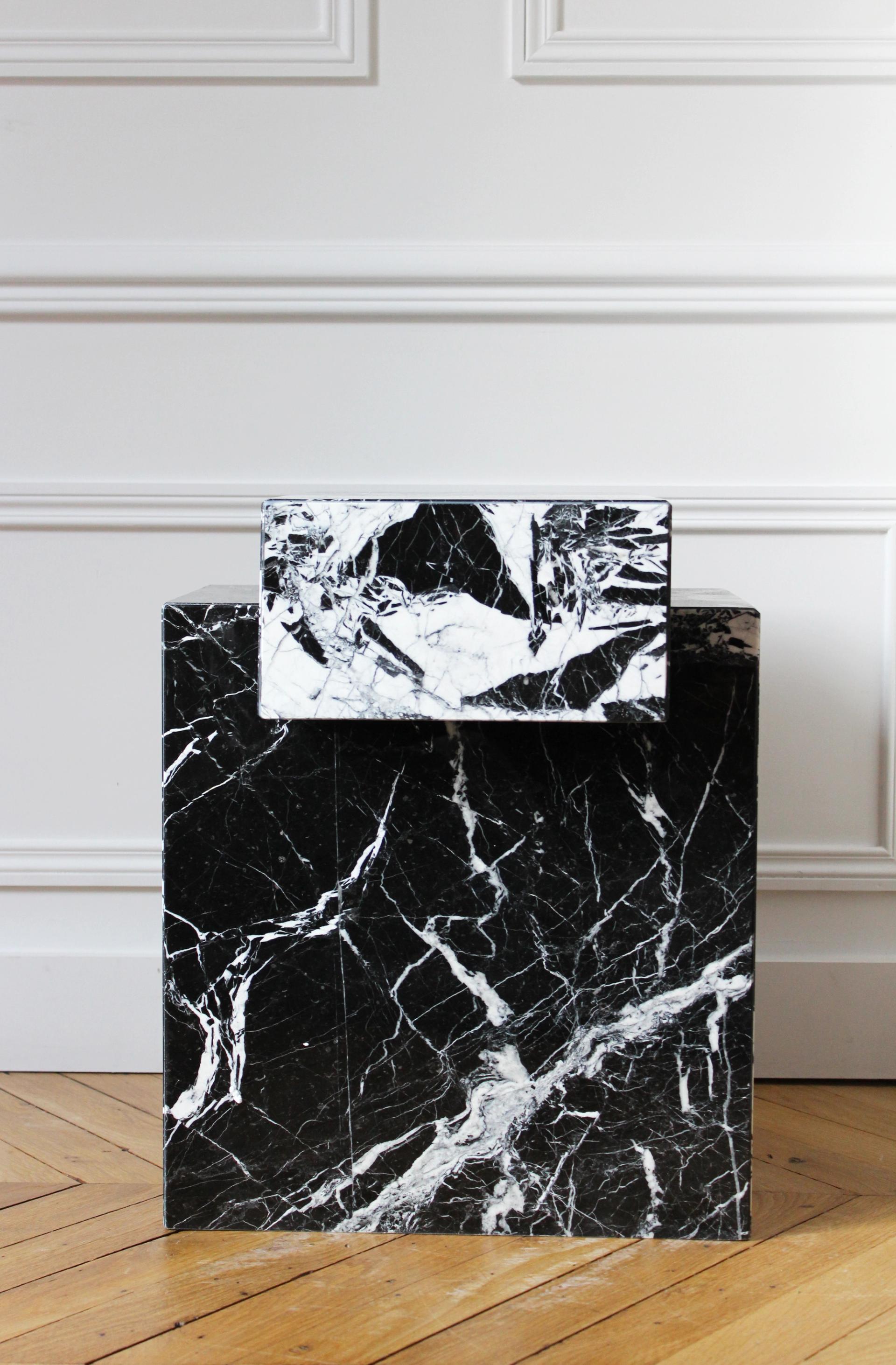 Gaia Black Marble Side Table