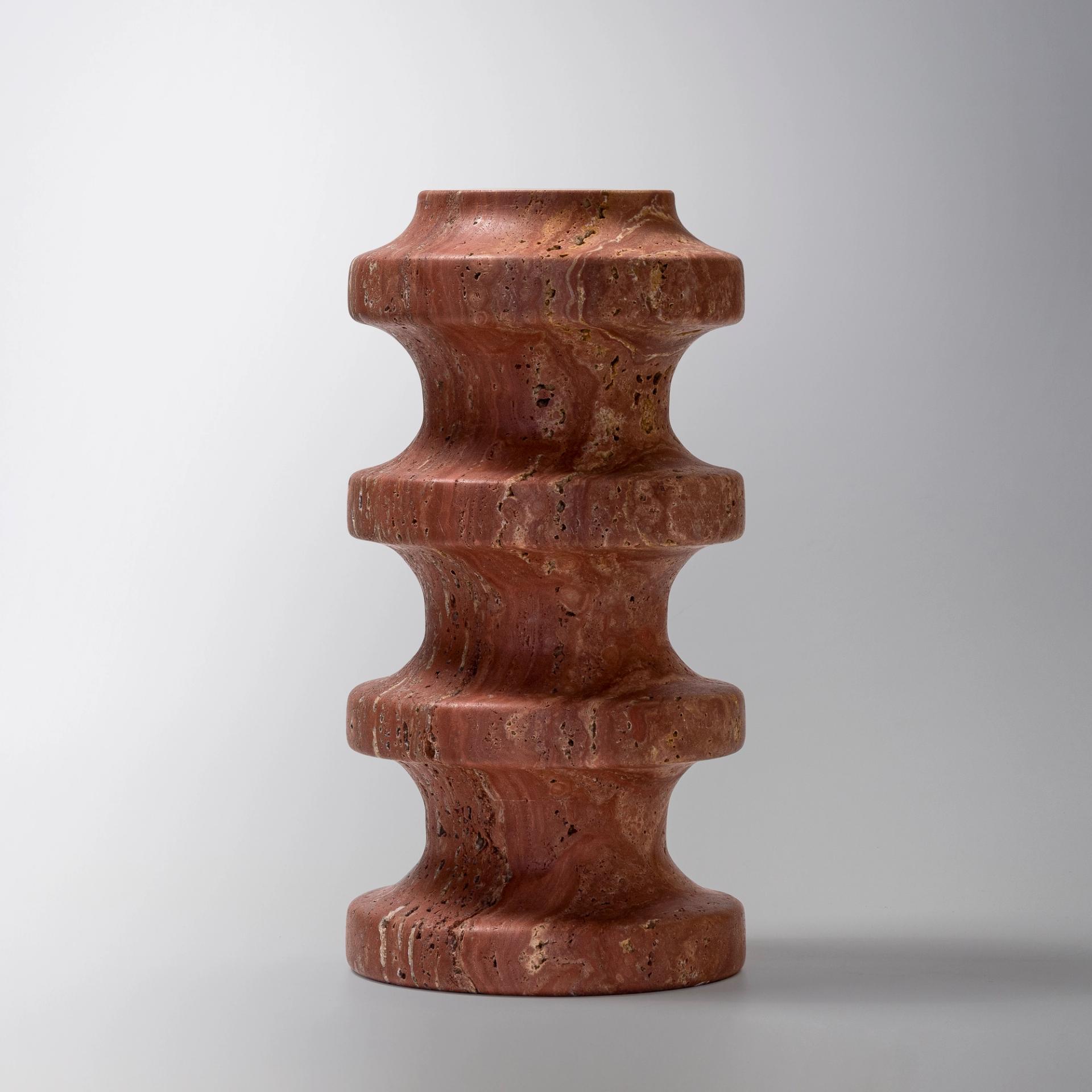 Spira Vase Red Travertine
