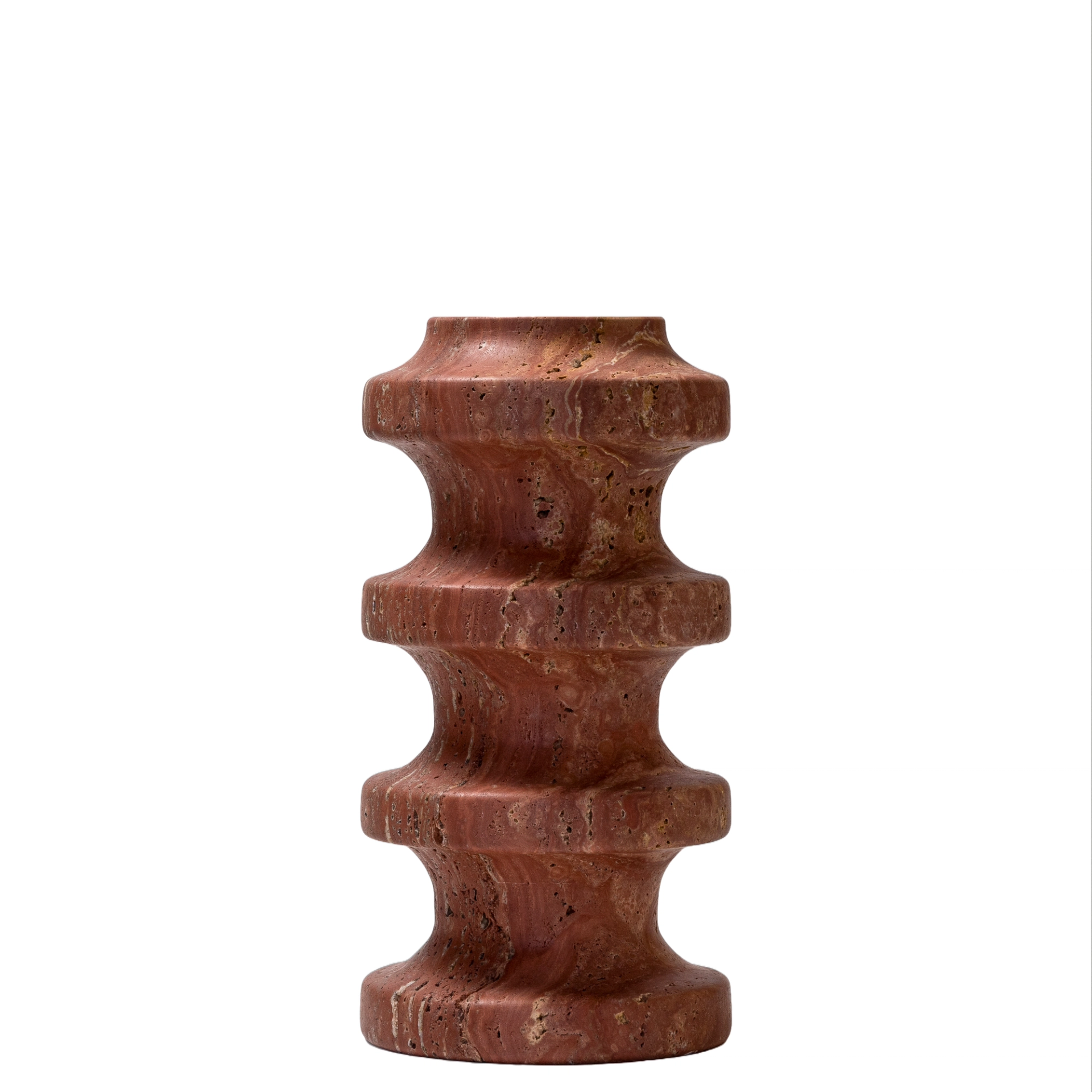 Spira Vase Red Travertine