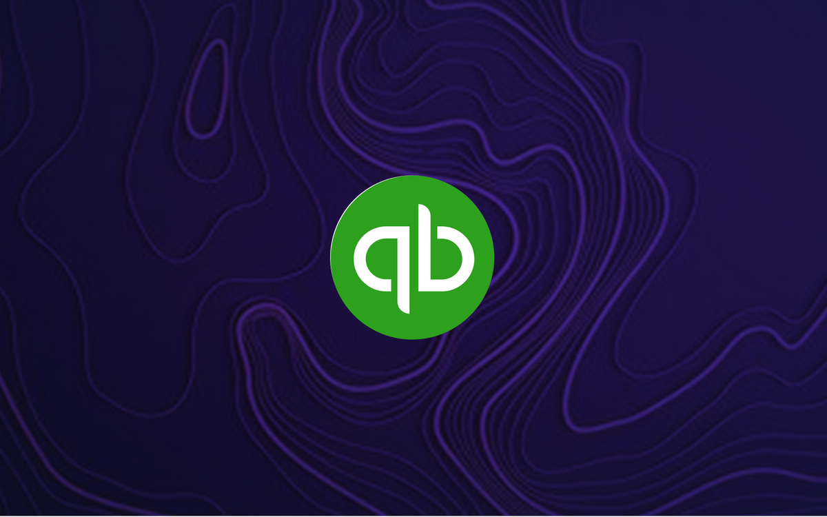 The QuickBooks logo on a dark topographic background, representing the QuickBooks Connector by Meridian