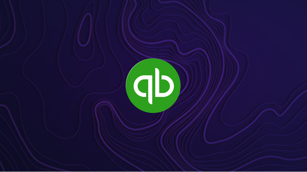 The QuickBooks logo on a dark topographic background, representing the QuickBooks Connector by Meridian