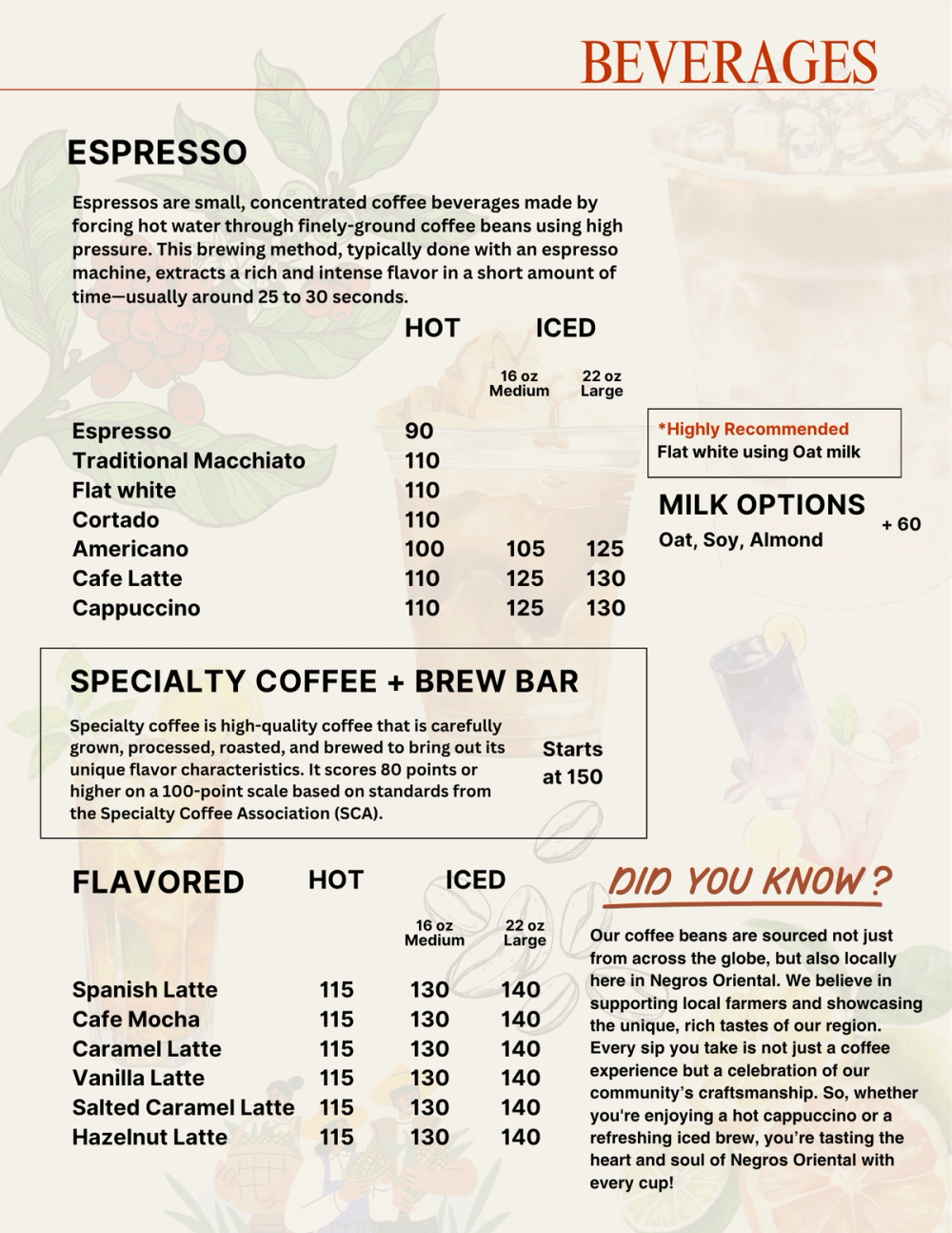 Cafe Mystika Studio Bar Menu