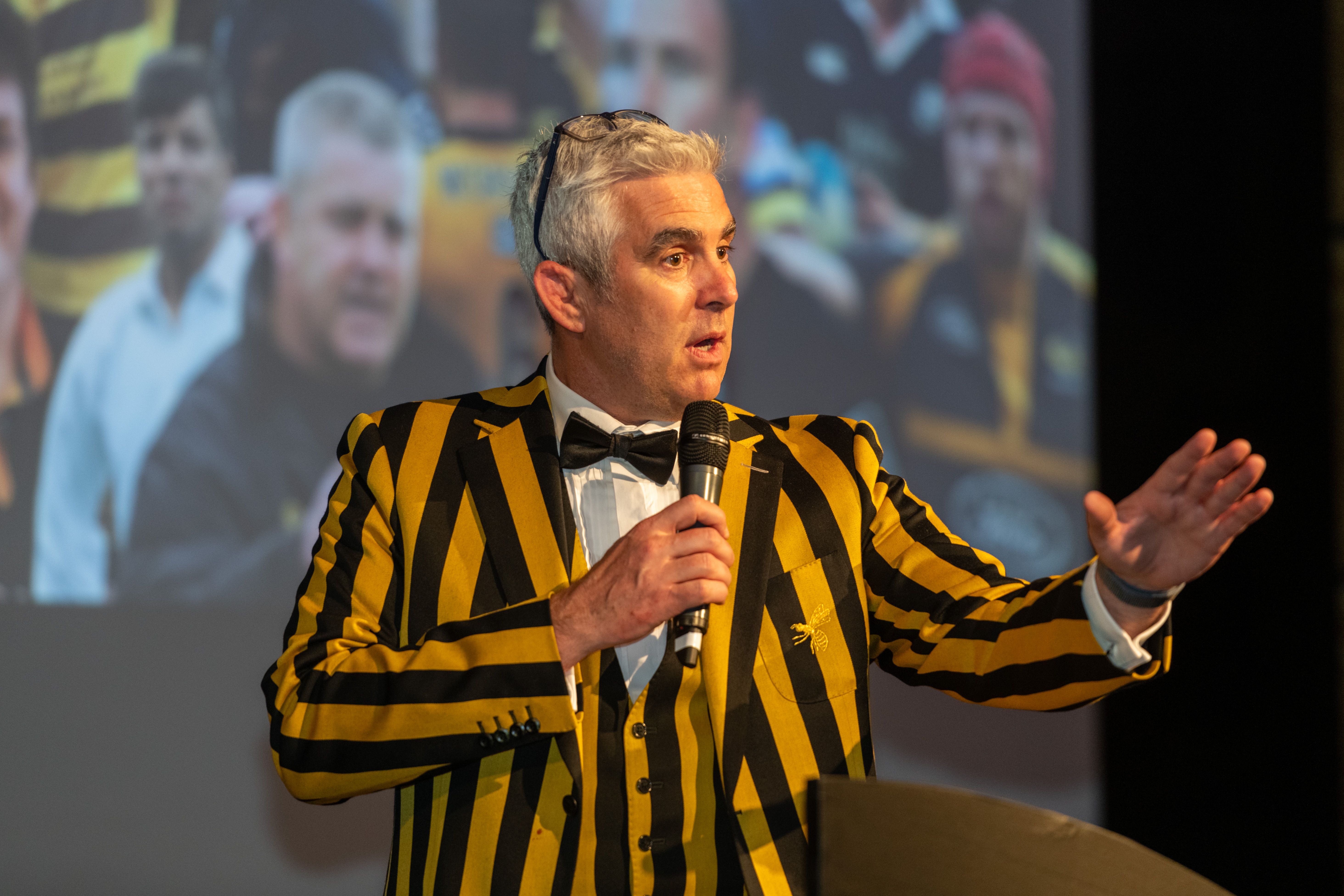 Peter Scrivener conducting the auction at the Wasps Legends Hall of Fame Dinner