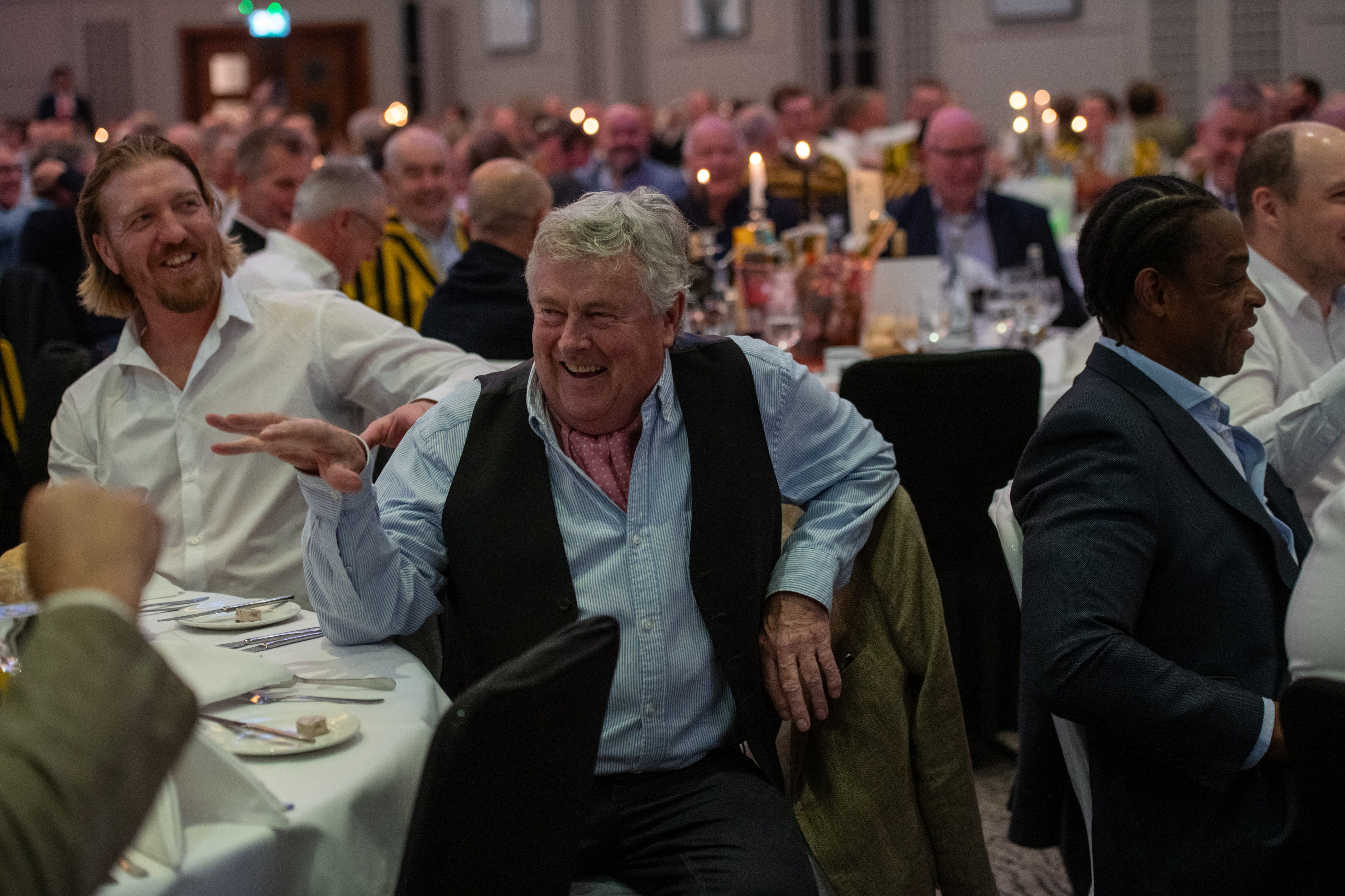 Guests laughing at the Wasps Legends Long Lunch 2023