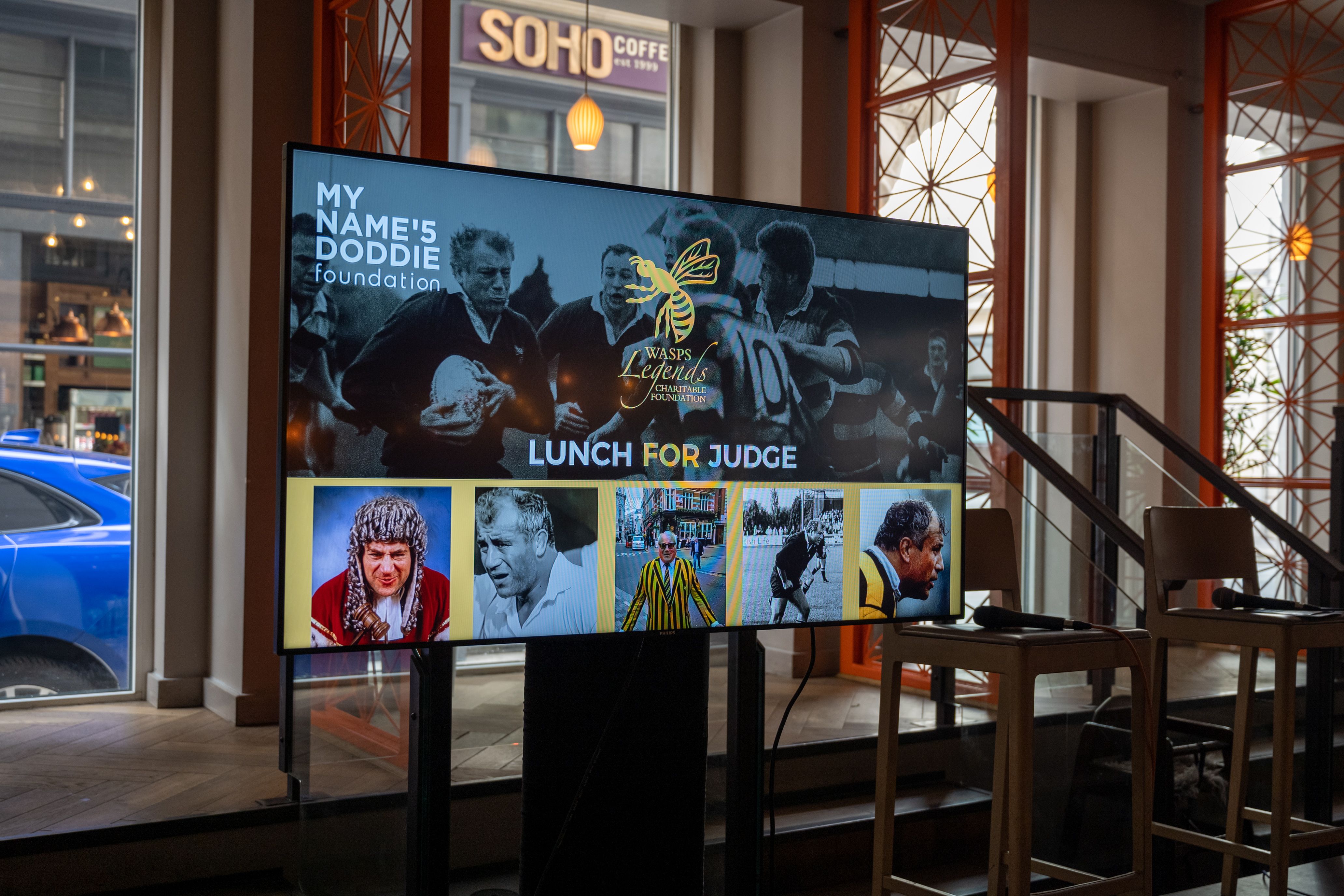 Screens at the Wasps Legends Lunch For Judge