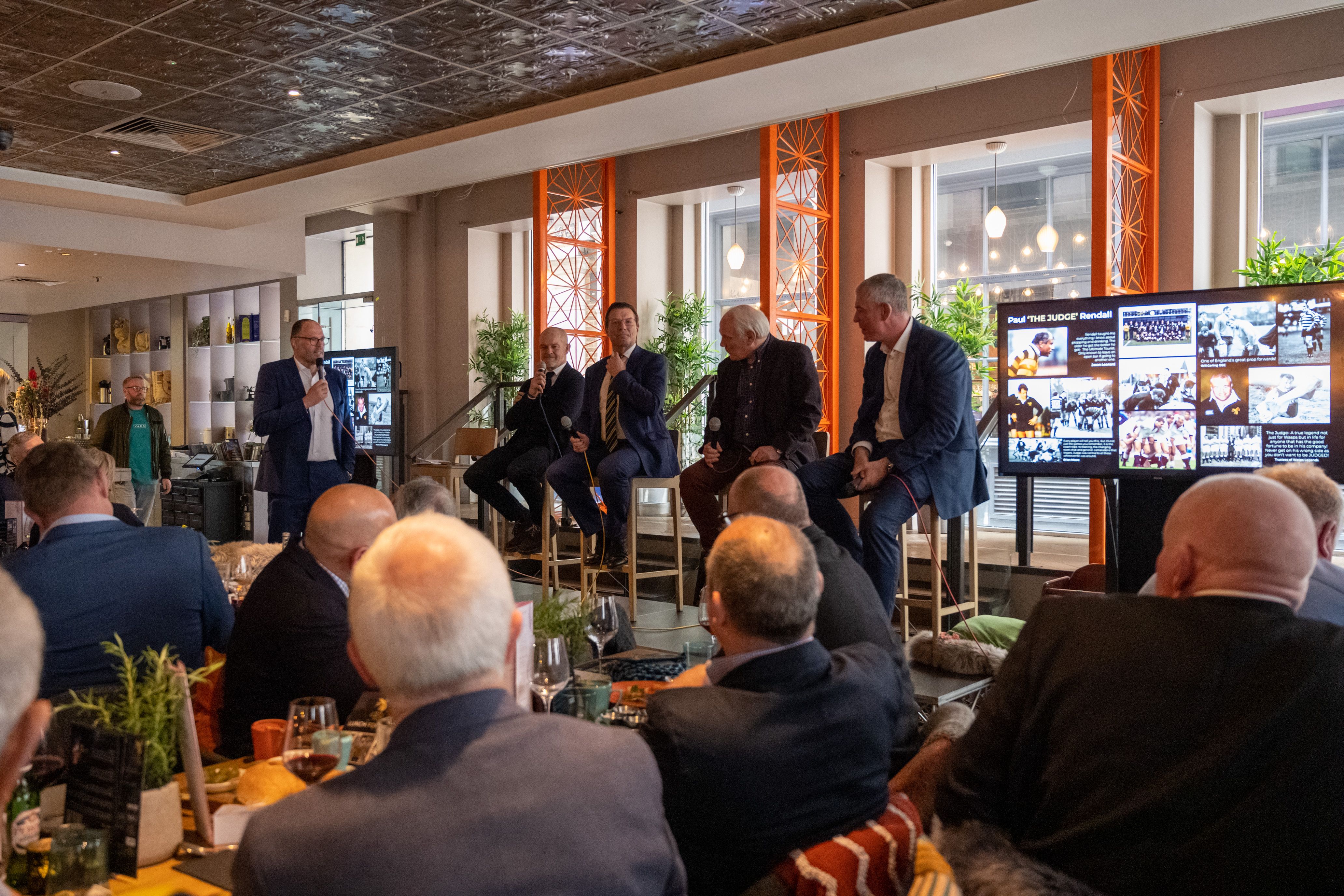 Panel speaking at the Wasps Legends Lunch For Judge