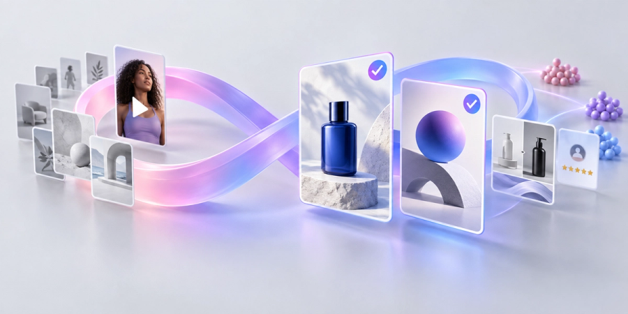 Ilustrace reklamních kreativ pro e-shop na různých plochách a formátech