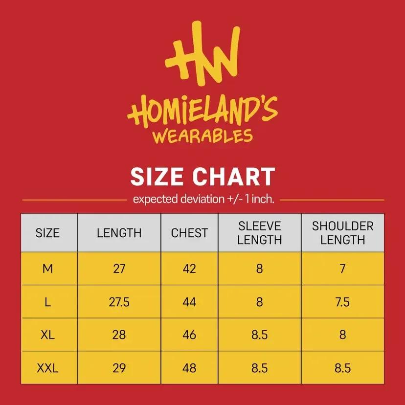 HW Unisex T-Shirt Size Guide / Measurement Chart