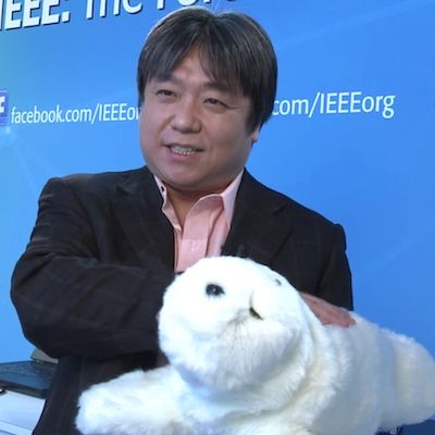Takanori Shibata, the researcher who invented Paro, describes the sensors and actuators that make the robot behave like a living animal.