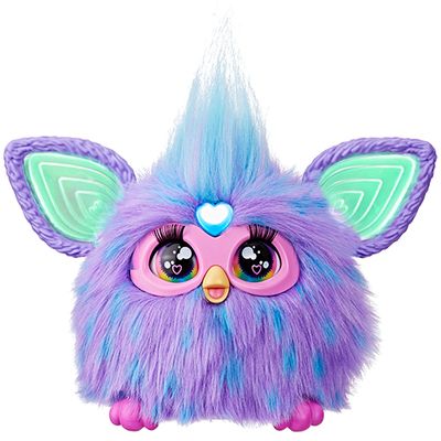 Furby is a squat hairy toy that is a cross between a bird and an owl, with a tuft of hair sticking straight up, and glowing ears.