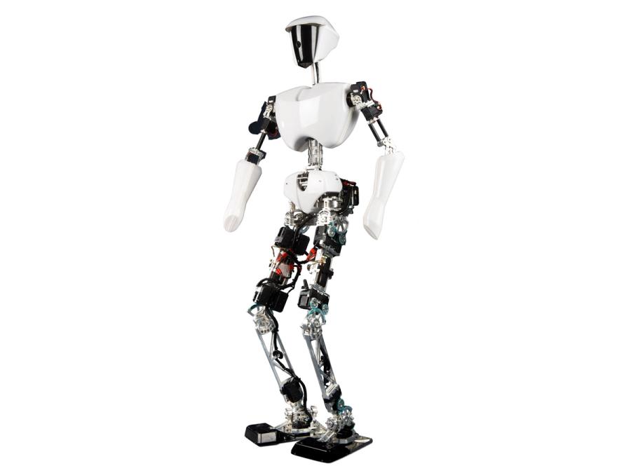 Full body view of the bipedal humanoid robot.
