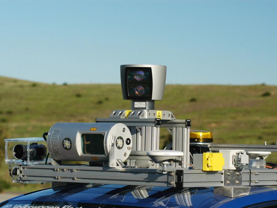 Close up of electronics mounted on a roof rack.
