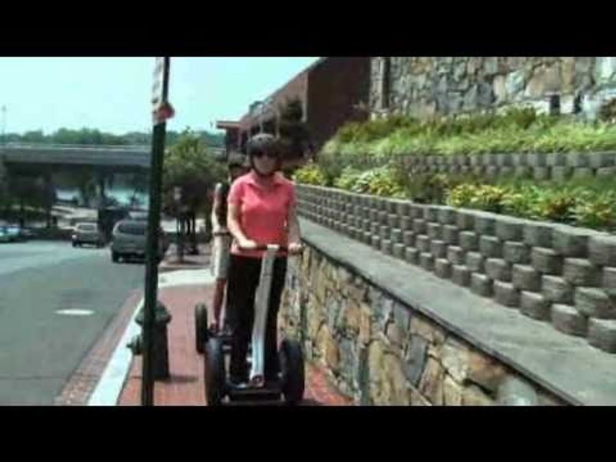 Rolling on a Segway.