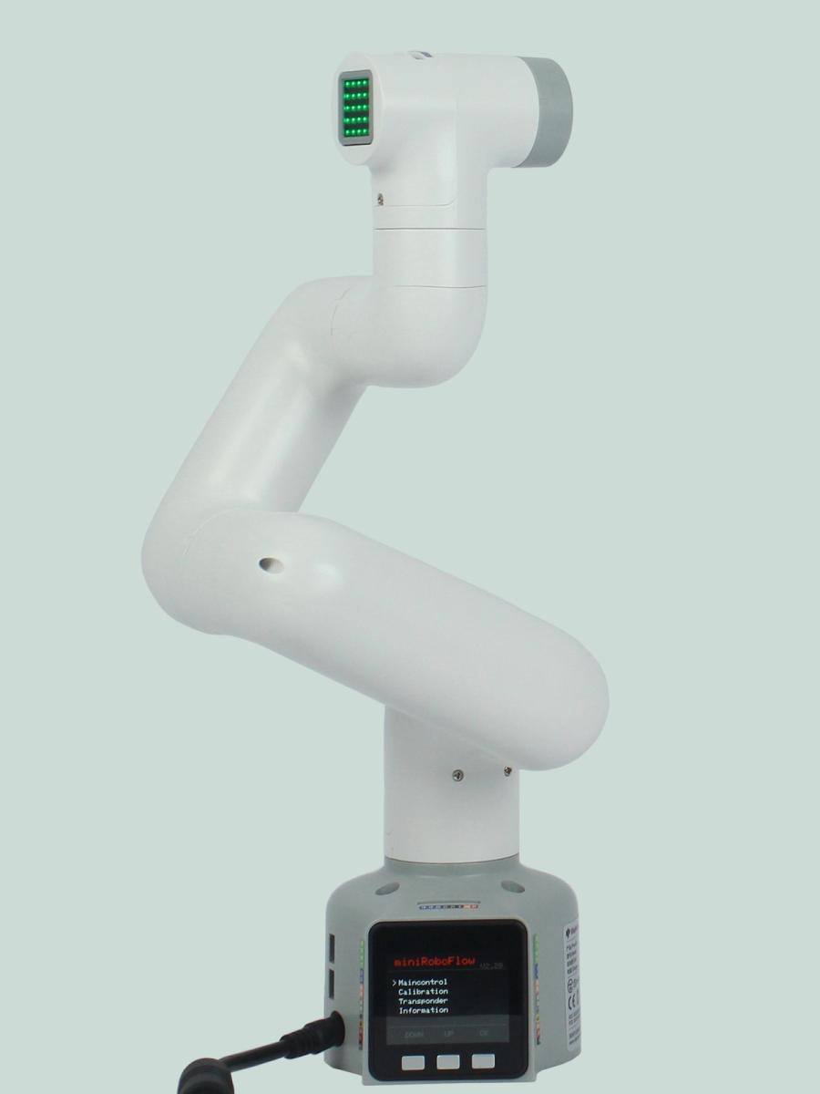 The myCobot 280 white robot arm sits on its base in front of a plain background.