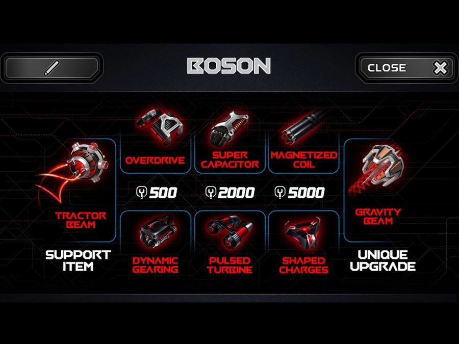 Screen shot of stats for a car named Boson.