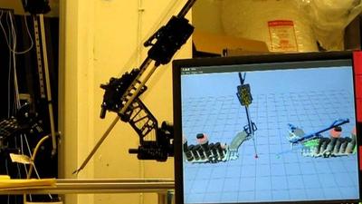 The robot during a motion and control test.