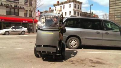 A Segway-based vehicle drives in New York.