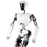 A black and silver humanoid robot with white casing.