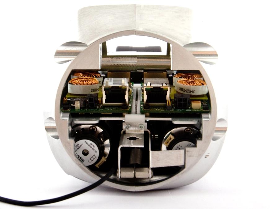 A view inside PR2's wrist shows it is packed full of electronics.