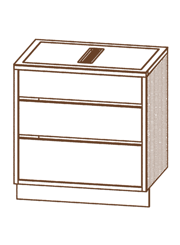 Benkeskap for koketopp med ventilator