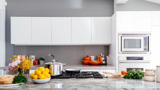 Clean modern kitchen in a Welsh home