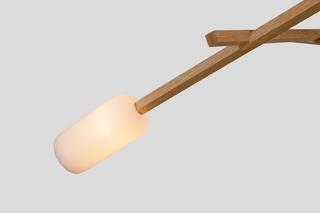 Above 90 represents Cerno's Locus chandelier. The wood and glass are in balance, exuding both strength and fragility.