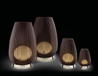 The Amphora collection by Bover features large, decorative lamps inspired by terracotta amphoras, designed to create warm environments for both outdoor and indoor spaces, with a new smaller size added to accommodate more compact areas.