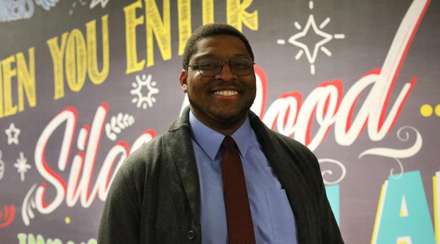 Silas Wood and South Huntington School District's 2022-23 Teacher of the Year, Mr. Shaka Williams