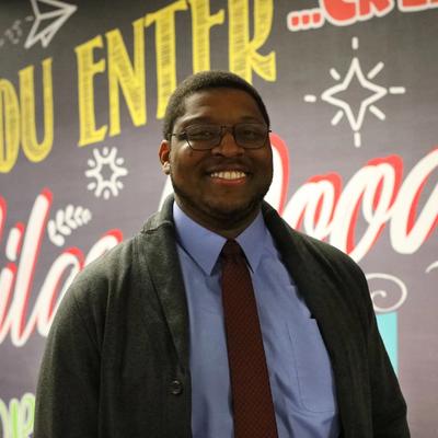 Silas Wood and South Huntington School District's 2022-23 Teacher of the Year, Mr. Shaka Williams