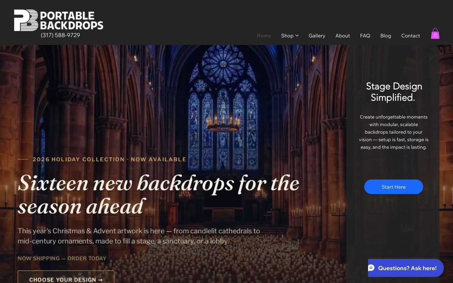 Portable Backdrop website homepage