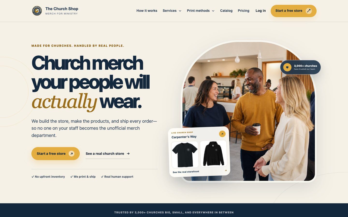 The Church Shop website homepage