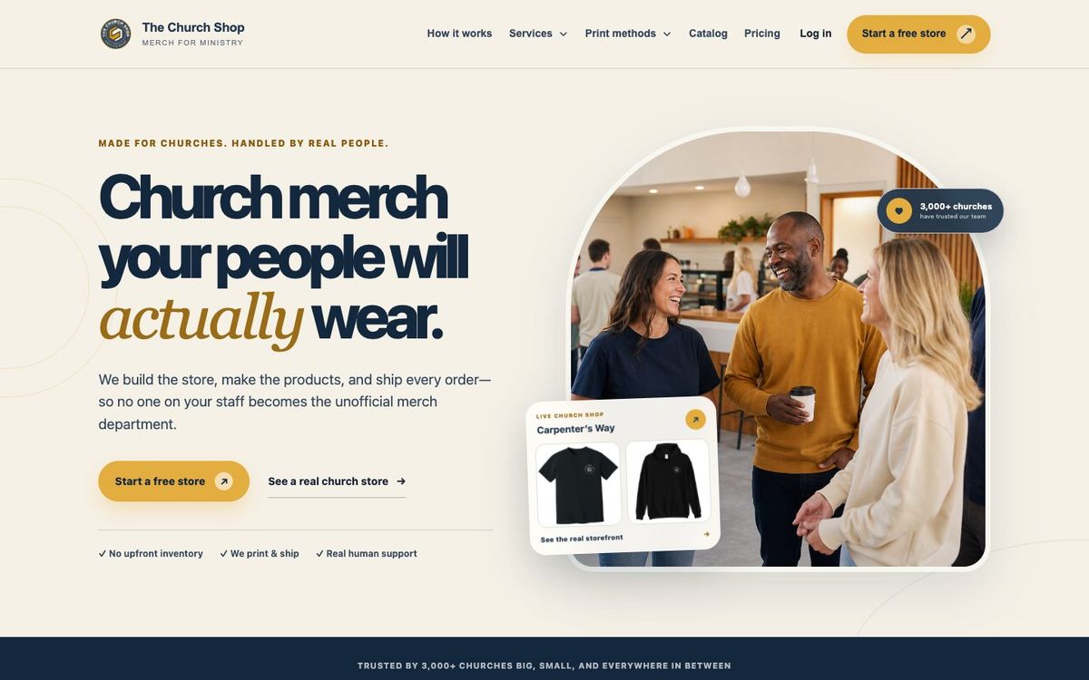The Church Shop website homepage