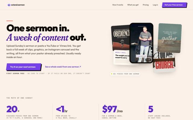 Extend the Sermon website homepage