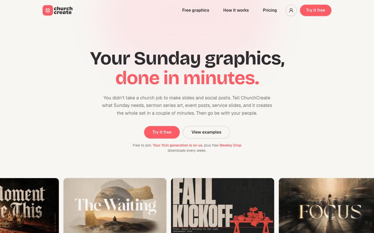 ChurchCreate website homepage