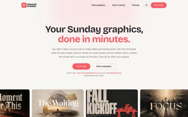 ChurchCreate website homepage