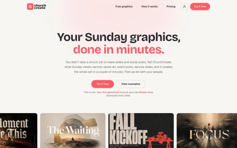 ChurchCreate website homepage