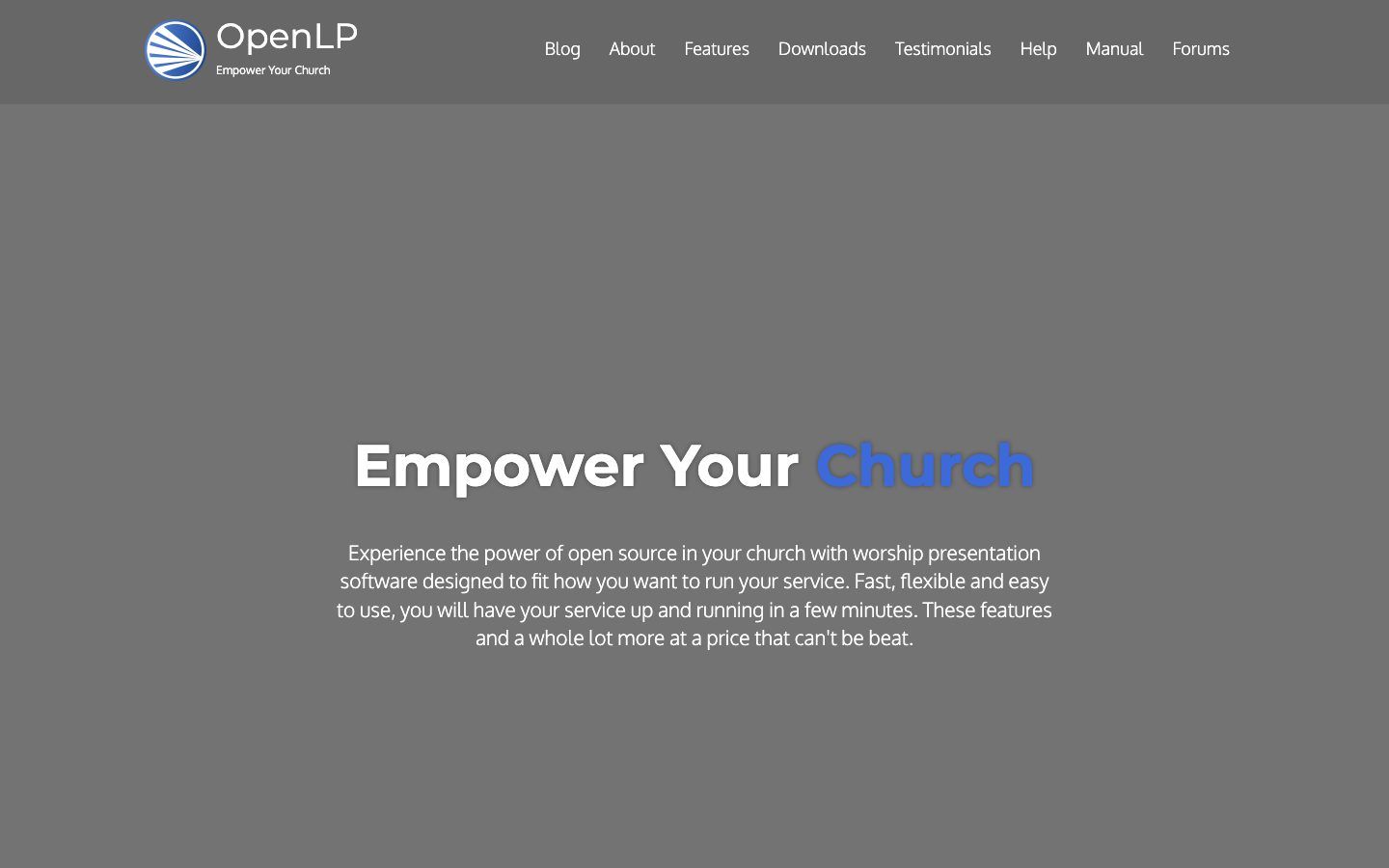 OpenLP website homepage