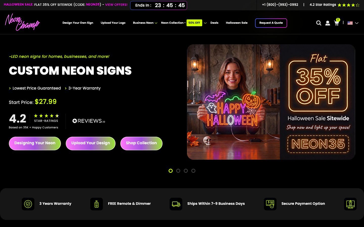 Neon Champs website homepage