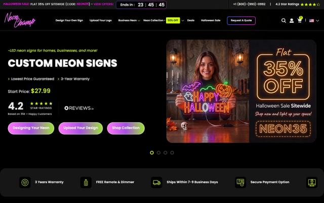 Neon Champs website homepage