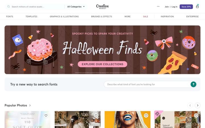 Creative Market website homepage