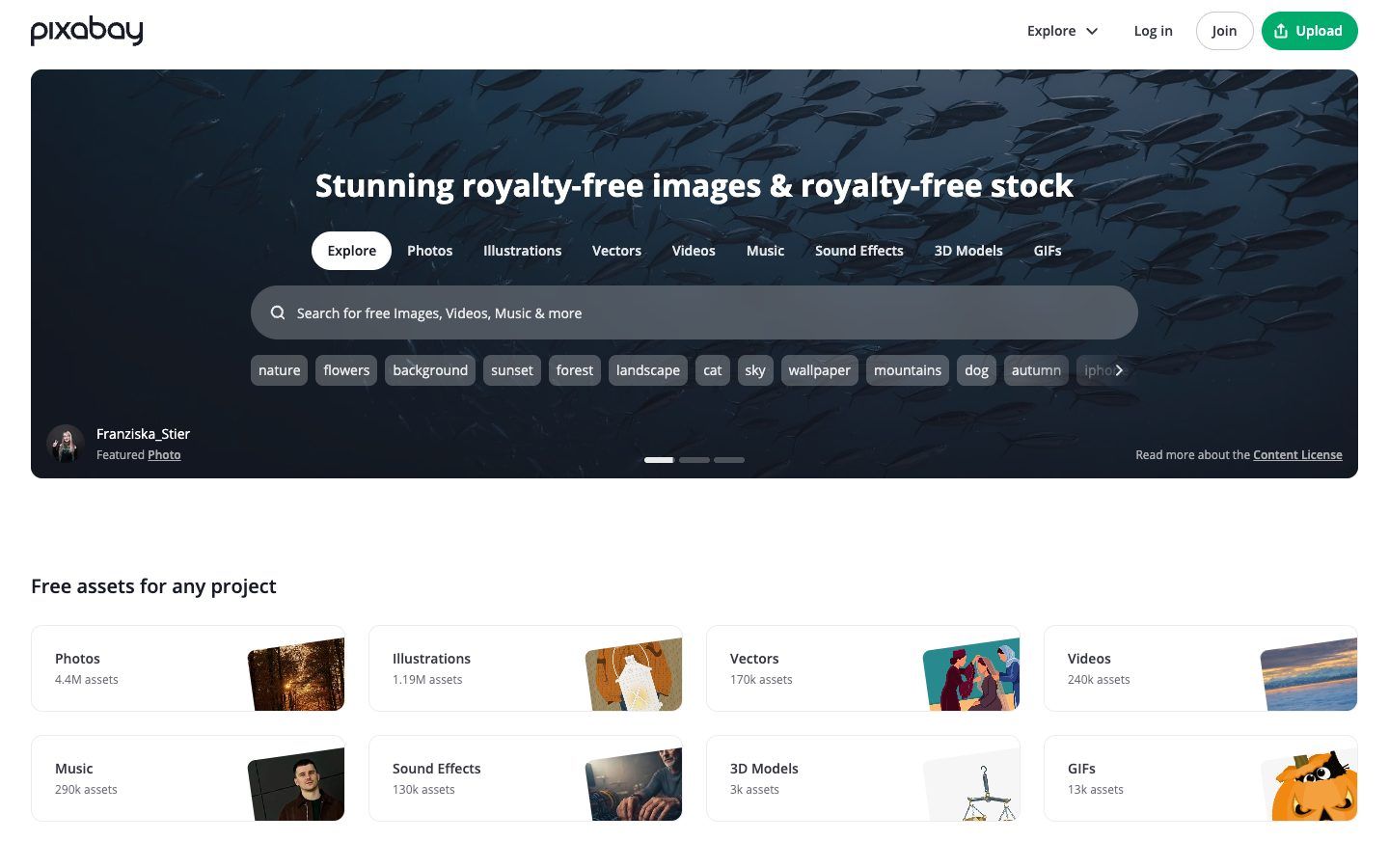 Pixabay website homepage